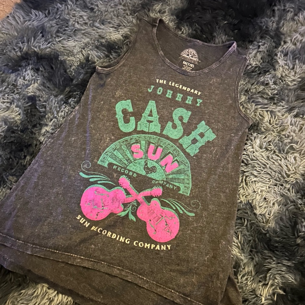 Johnny Cash Sun Record Company Kids Tank Top - charcoal grey